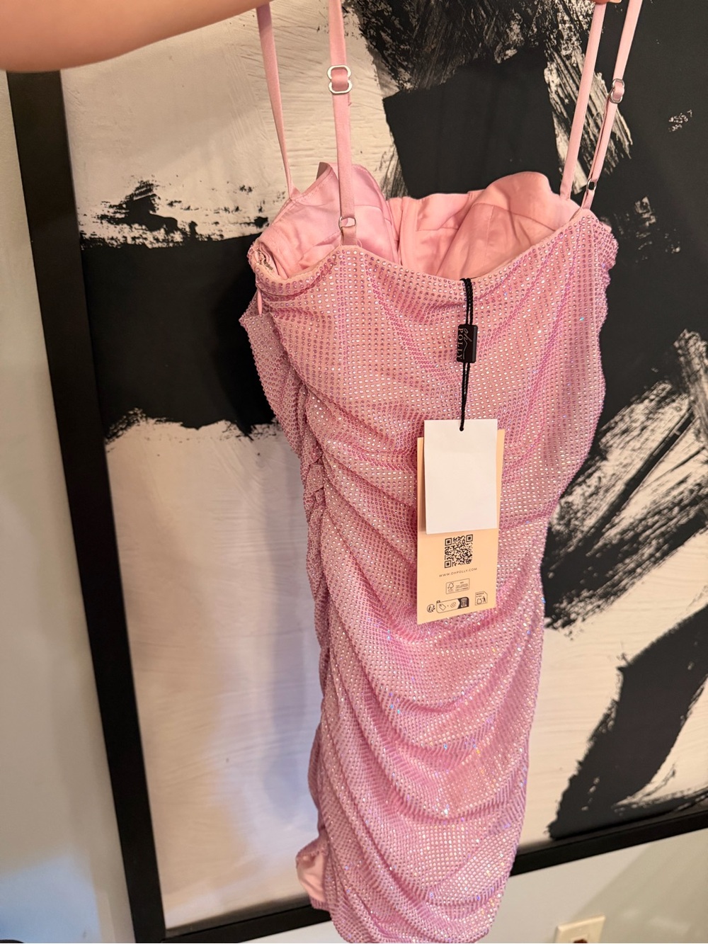 Oh Polly Pink Sequin Ruched Mini Dress - Picture 5 of 6